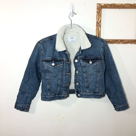 Old Navy sherpa-lined denim jacket Size Large 10-12 - Picture 2 of 8